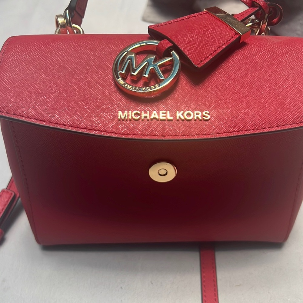 Michael Kors Crimson Leather Jet Set Ava Extra Small XS Crossbody